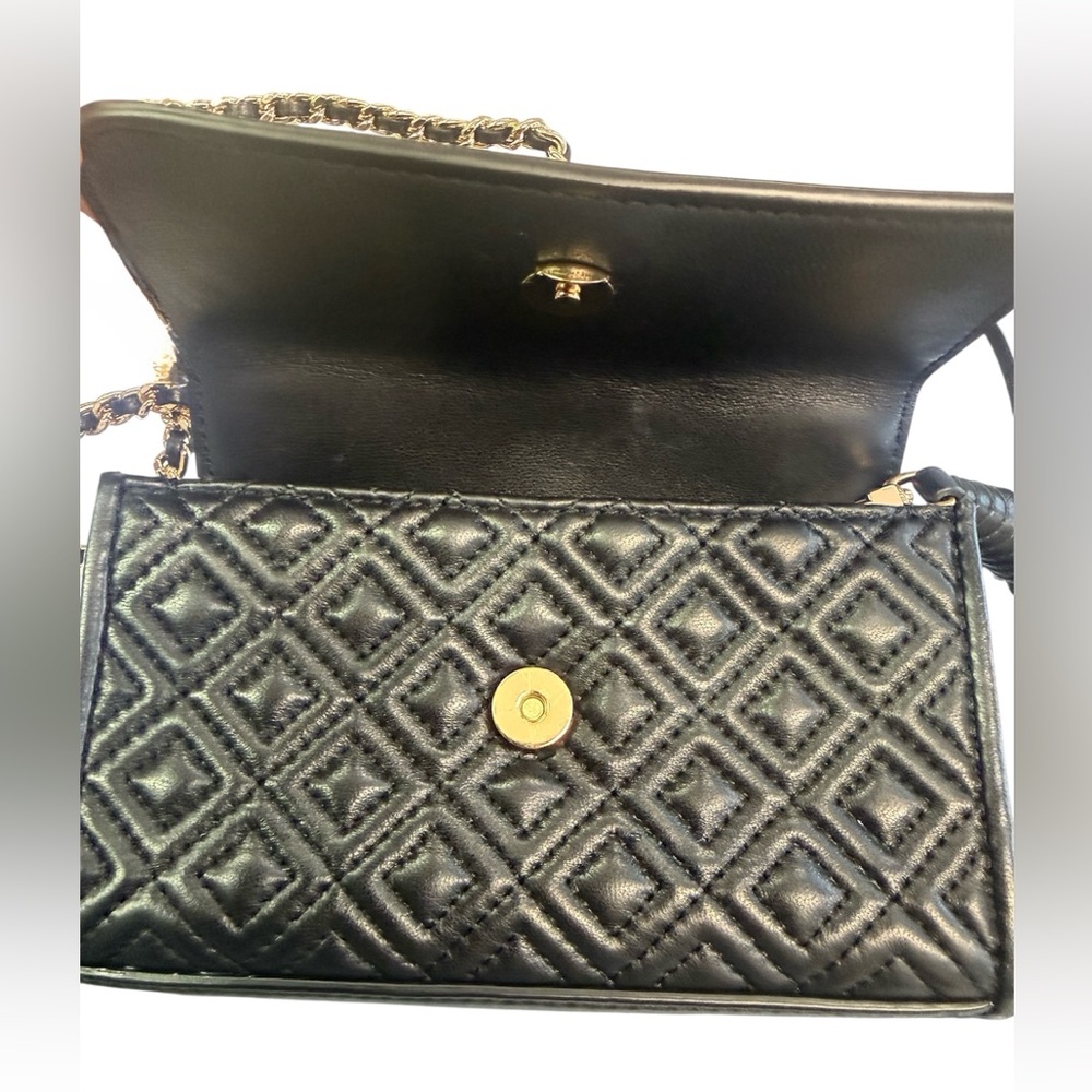 Tory Burch Micro Fleming Convertible Crossbody/Shoulder Black Leather Bag - Picture 9 of 10